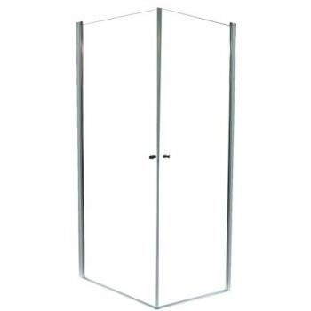 Mampara de Baño Angular ONDEE FRISCO - Vidrio Templado Transparente 90x194,5cm - Acabado Cromado - Instalación Reversible