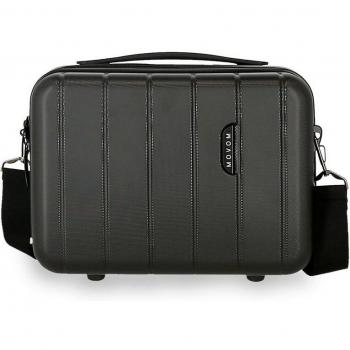 Neceser de viaje Movom Wood en ABS negro con capacidad de 9 litros