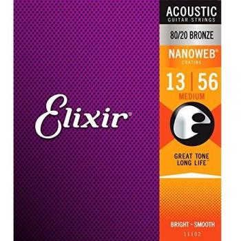 Elixir Nanoweb Medium Acoustic Guitar Strings 13-56
