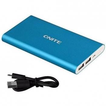 Onite 10000mah  Batería externa del cargador portátil Power Bank con doble puerto USB para iPhone 6 6S Plus 5S 5C 5 4 iPad Samsung Galaxy S6 S5 4 HTC Nokia PS Vita y más -Plateado