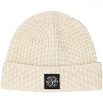 Stone Island Sand Color Knit Beanie Hat for Men - One Size