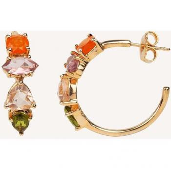 Pendientes aro Dreams acabado en oro 18 Kt piedras multicolor