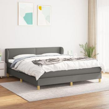 Cama box spring suave con colchón gris oscuro 160x200 cm Tela