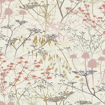 Clarissa Hulse Summer Border Floral Wallpaper Beige/Green/Pink 1,000cm L X 52cm W