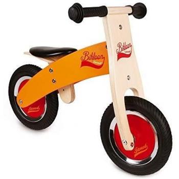 Draisienne de madera Little Bikloon naranja - bicicleta sin pedales para niños a partir de 2 años, con neumáticos inflables y sillín ajustable
