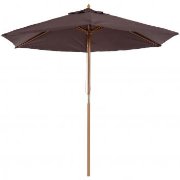 Sombrilla Outsunny café con sistema de cuerda y fijación desmontable Ø2,5x2,3 m