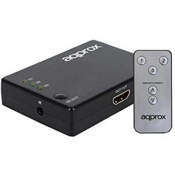 Approx APPC29 - Kit de 3 Puertos HDMI Switch 1080P con Mando a Distancia, Color Negro