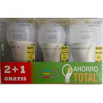 LAMPARA ILUMIN LED ESTAN E27 9W 900LM 3000K STARSON 3 PZ