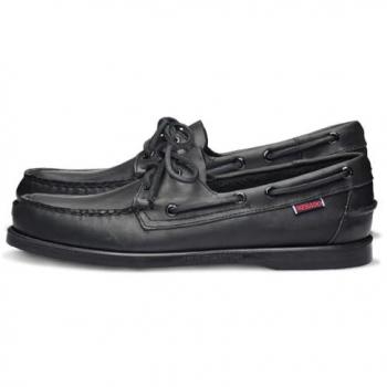 Sebago Docksides Portland, Náuticos de Hombre de Piel Negros, Talla 40 EU