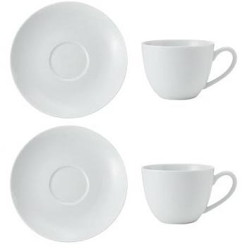 Juego de 2 Tazas y Platillos de Porcelana para Capuchino Chalk, 310ml - Blancas