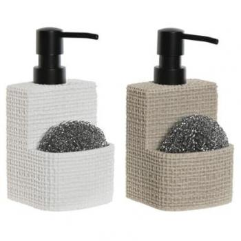 Dispensador de Jabón Home ESPRIT Negro Beige Gris Claro Resina Mármol 9 x 8 x 18 cm (2 Unidades)