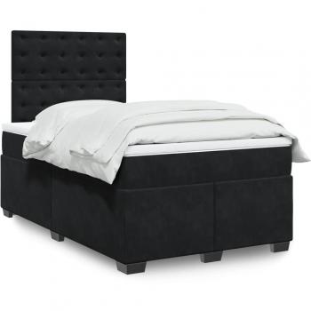 Estructura de cama box spring con colchón de muelles en terciopelo negro 120x190 cm