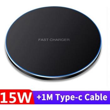 Cargador Inalámbrico Rápido Qi 30W para iPhone y Samsung - Almohadilla de Carga USB-C
