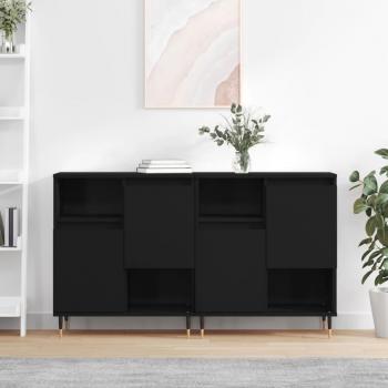 Aparador de Almacenaje VidaXL 2 Piezas Madera Contrachapada Negro, Buffet para Salón, Armario Auxiliar y de Almacenamiento