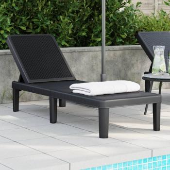 Cama Solar Tumbona de Polipropileno Ajustable Negro 155,5x57x28 cm