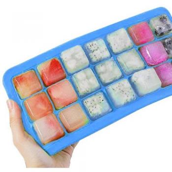 Newcomdigi Cubito de hielo bandeja de silicona con tapa verde suave con tapa