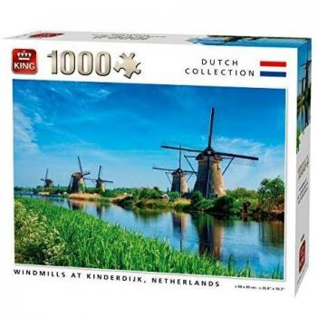 Puzzle Rey Molinos de Viento en Kinderdijk, Holanda de 1000 Piezas