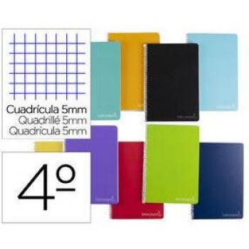 Cuaderno Espiral Liderpapel Cuarto Witty Tapa Dura 80H 75Gr Cuadro 5Mm con Margen Colores Surtidos