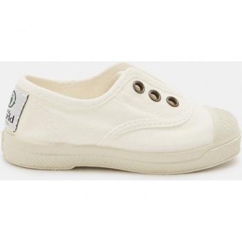 Zapatillas de lona de bebé en color blanco con cierre elástico sin cordones