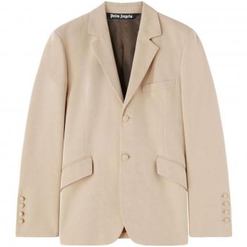 Palm Angels Men's Viscose Blazer in Beige | Size 46 | PMEN034F23FAB001