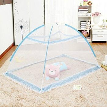 bebéBebe la instalacion libre, suelo bebe, Mosquitera, Cuna, Mosquito Net Belt apoyo, sin fondo plegable,Sky blue 90*90*140cm