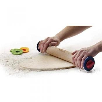 Lacor 67142 - Rodillo de Amasar en Madera de Haya con Anillas, 38cm