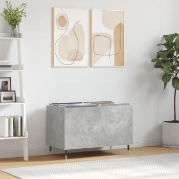 Mueble de discos de madera contrachapada gris hormigón 74,5x38x48 cm