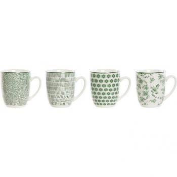 Juego de 4 Tazas Mug Fíjalo de Porcelana Verde 340ml 12x9x10,5
