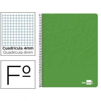 Liderpapel 10x Cuaderno Espiral Folio Write Tapa Blanda 80h 60gr Cuadro 4mm con margen Color Verde.