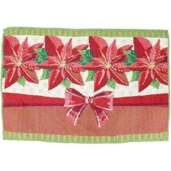 Mantel Individual de Poinsettia con Lazos de 48x33 cm