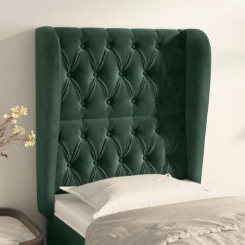 Cabecero con orejas de terciopelo verde oscuro 83x23x118/128 cm Vidaxl