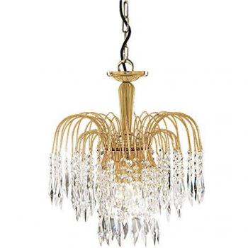 Araña de Cristal Clásico en Cascada de 3 Luces con Acabado en Oro y E14, 43cm
