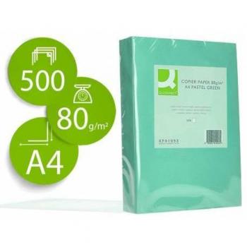 Papel Q-Connect A4 80g/m2 Verde Paquete de 500 Hojas Compatible con Impresoras Inkjet, Láser y Fotocopiadoras