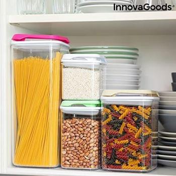 InnovaGoods IG815677 Set de Recipientes de Cocina Herméticos Apilables Pilocks 4 Piezas, Silicona