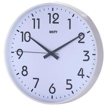 Unity Fradley - Reloj de pared silencioso, moderno, 30 x 30 x 5 cm, color blanco
