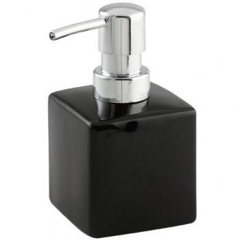 WENKO 17846100 Dispensador de jabón Square negro,  0.245 L, Cerámica, 7 x 13 x 7 cm, Negro