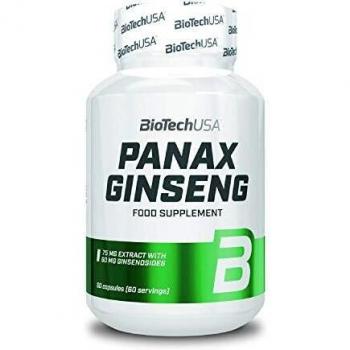 Biotech USA Panax Ginseng - 60 cápsulas, suplemento alimenticio que contiene extracto de ginseng panax, formulado para mejorar la energía y resistencia física, con propiedades adaptogénicas, en presentación de 60 cápsulas