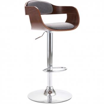 Taburete de bar en madera contrachapada y tela gris