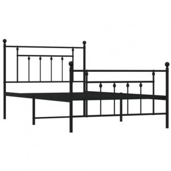 Estructura de Cama Individual con Cabecero y Estribo de Metal Negro 107x203 cm