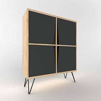 Mueble Multiusos Momentum de Melamina y Metal en Roble Antracita, 90x30x110 cm