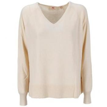 Jersey de mujer Levi's Petal V en poliéster, manga larga y escote en V, color blanco