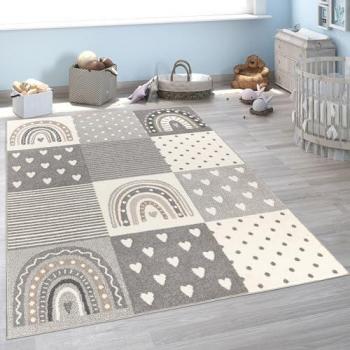 Alfombra Infantil Redonda Ø 200 cm Gris con Varios Estampados para Niños y Niñas - Paco Home