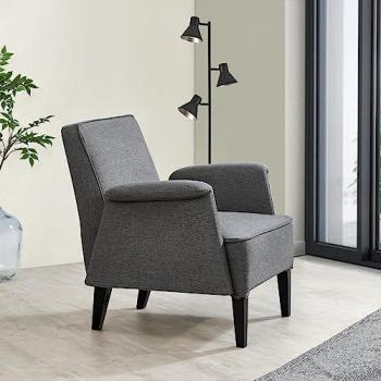 Sillón Tapizado Diespeck de Madera Contrachapada y Madera con Respaldo y Reposaabrazos - 82 x 79 x 77 cm - Gris Oscuro