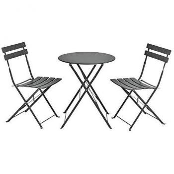 Set Bistro Caprile 3 Piezas Plegables Acero Gris Oscuro 71 x 60 cm
