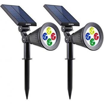 Juego de 2 focos solares proyector LED multicolor regulable 2 en 1 SPIKY C34 H42cm 100LM