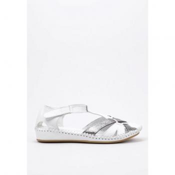 Sandalia Plana Cuña de Cuero Genuino Amanda ETORY Blanca para Mujer - Primavera/Verano 24