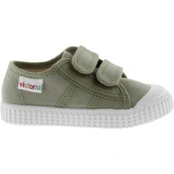 Victoria 1915 Children's Canvas Sneakers with Double Velcro Closure and Reinforced Toe - Aloe 24