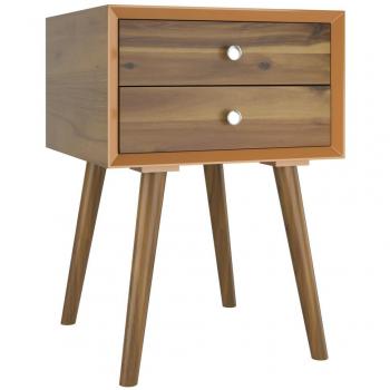 Mid-Century Modern 2-Drawer Wood Nightstand - Natural