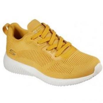 Zapatilla Deportiva Skechers Bobs Squad Mujer YEL Mostaza con Plantilla Memory Foam