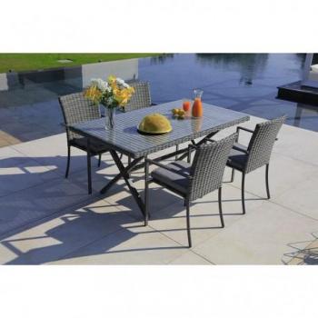 Mesa Jardín Acero y Ratán Sintético 160x90 cm Modelo Aruba